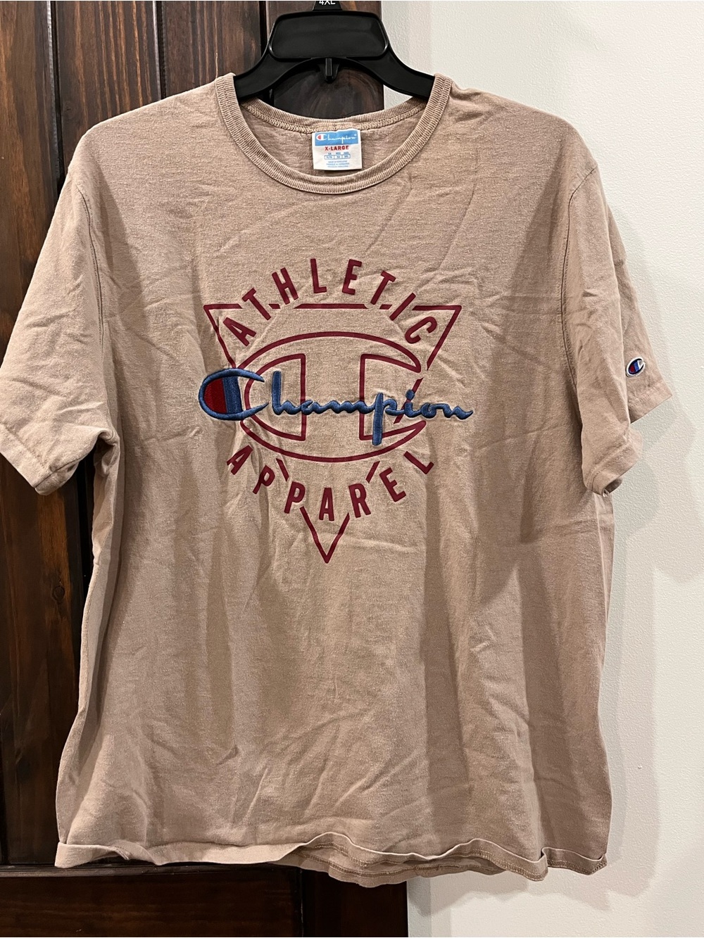 Champion T Shirt Mens xl Short Sleeve Embroidered Tee Vintage Brown